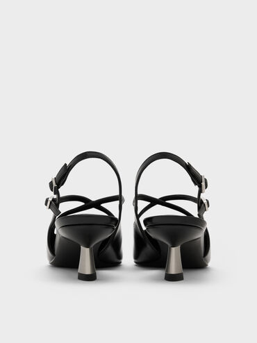 Pauline Patent Crossover Kitten Heels, Black, hi-res