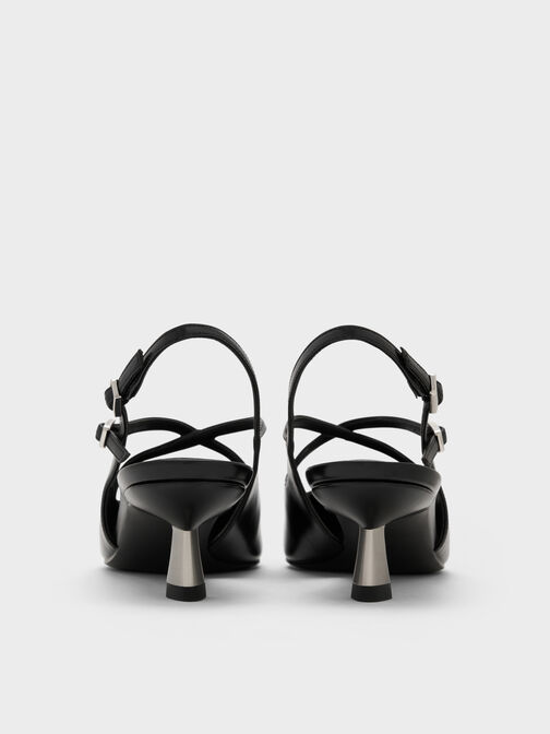 Pauline Patent Crossover Kitten Heels, Black, hi-res