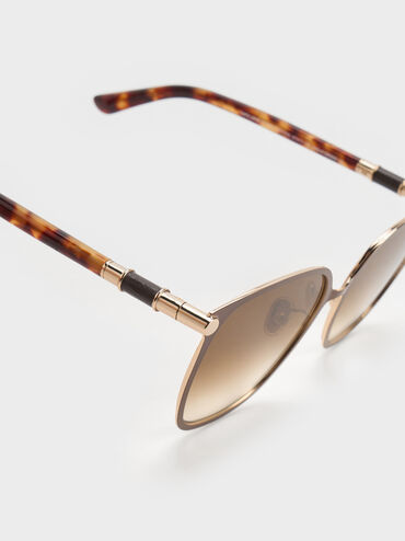 نظارات شمسية مربعة أوفيليا ذات لمسات معدنية, بني, hi-res