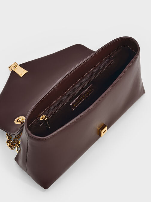 شنطة ليليبت بسلسلة وحزام, برقوقي أنيق, hi-res