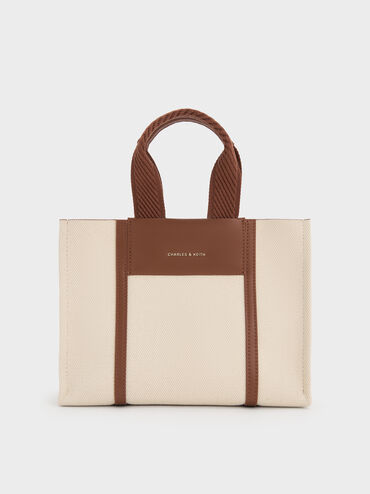 Mini Shalia Canvas Tote Bag, Beige Canvas, hi-res
