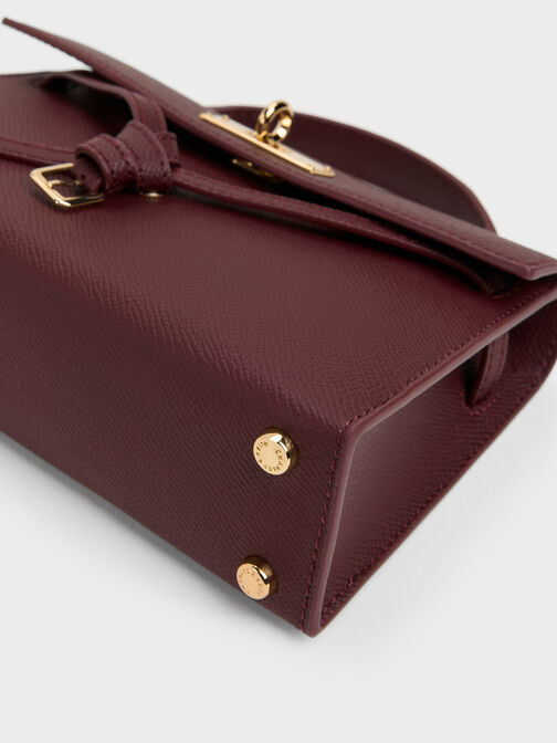 Tricha Knotted-Belt Top Handle Bag, Wineberry Red, hi-res