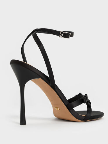 Jessy Bow Stiletto Sandals, Black Textured, hi-res