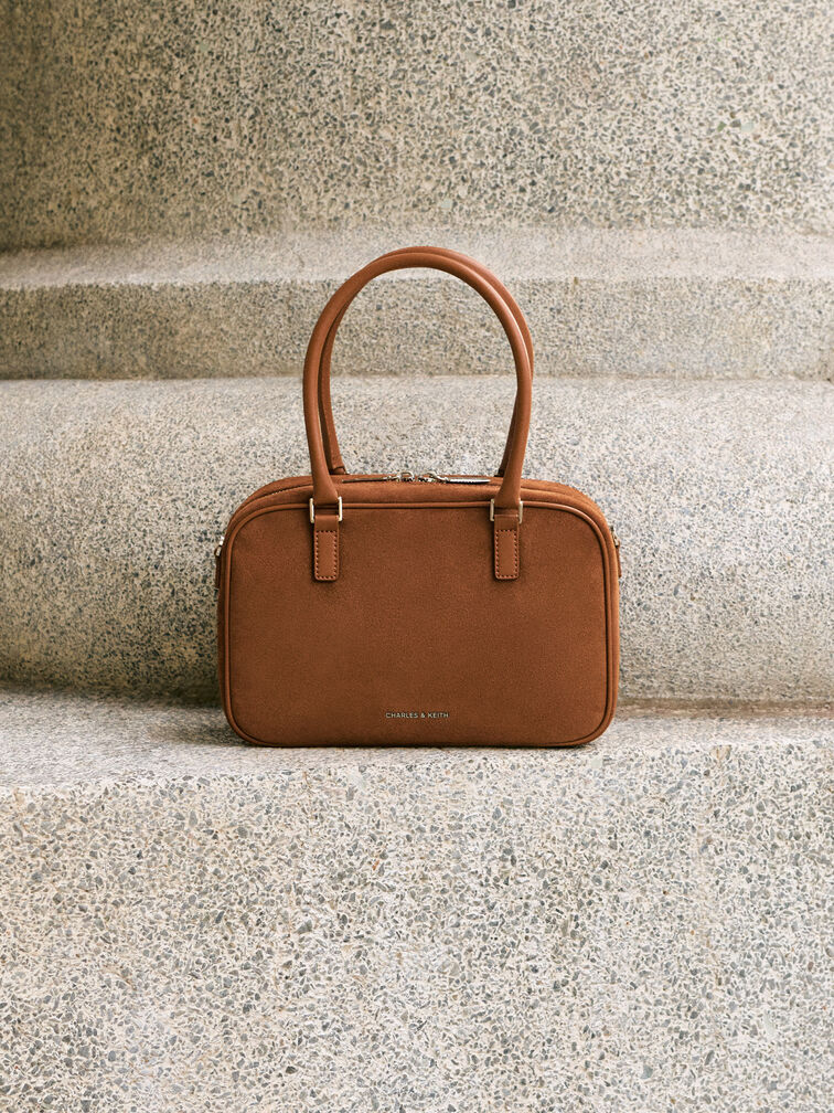 حقيبة بولينج سيانا من الشمواه المعاد تدويره, بني محمر, hi-res