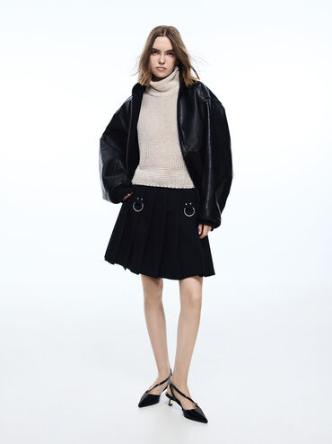 Asymmetric D'Orsay Slingback Pumps, Black Boxed, hi-res
