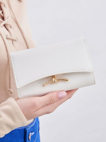 Huxley Metallic-Knot Wallet, White, hi-res