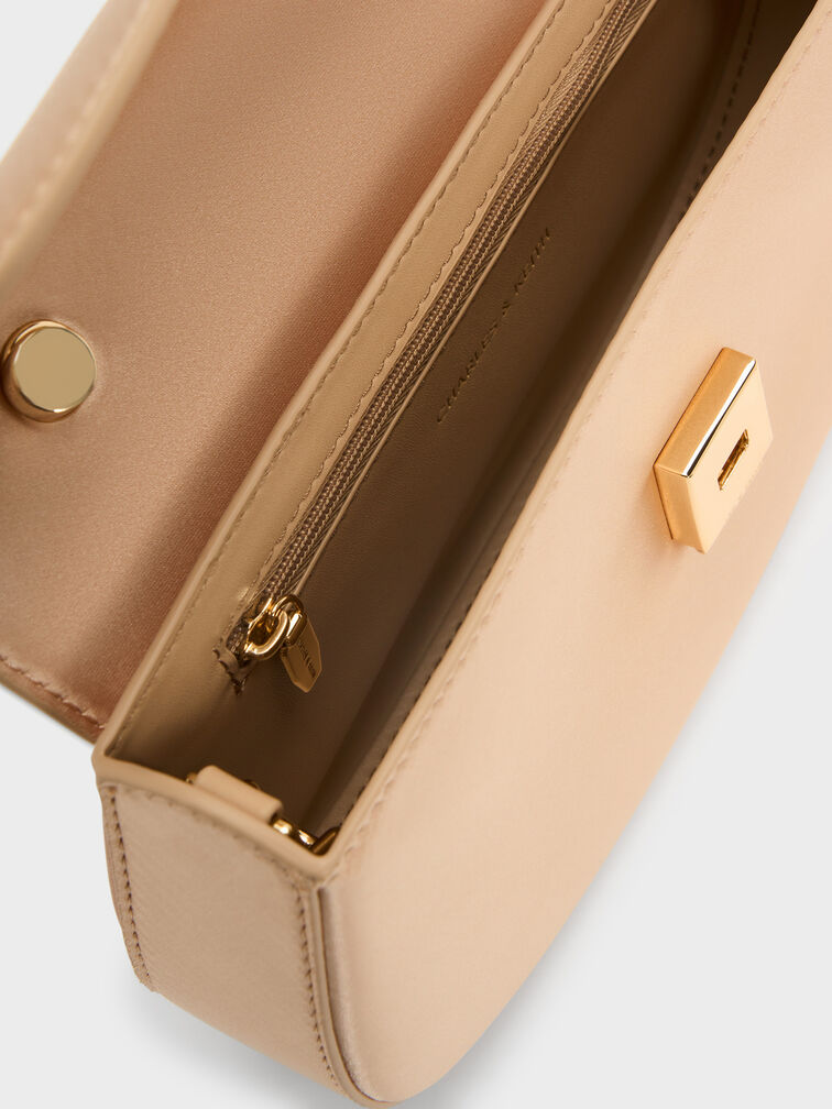 حقيبة إيليان من الساتان, شامباني, hi-res