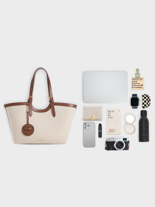 حقيبة حمل قماشية كبيرة الحجم من إينولا, شوكولاتي, hi-res