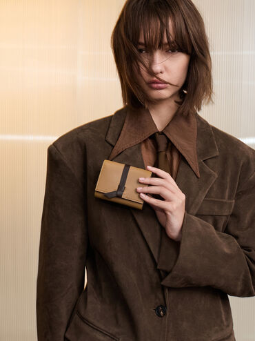 محفظة صغيرة كالا بتصميم ثنائي اللون وحمالة معقودة, رملي ذهبي هاديء, hi-res