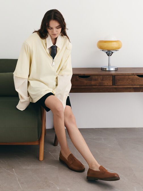 Arven Penny Loafers, Tan, hi-res