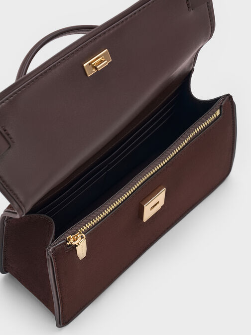 Arlet Belted Top Handle Bag, Espresso Brown, hi-res