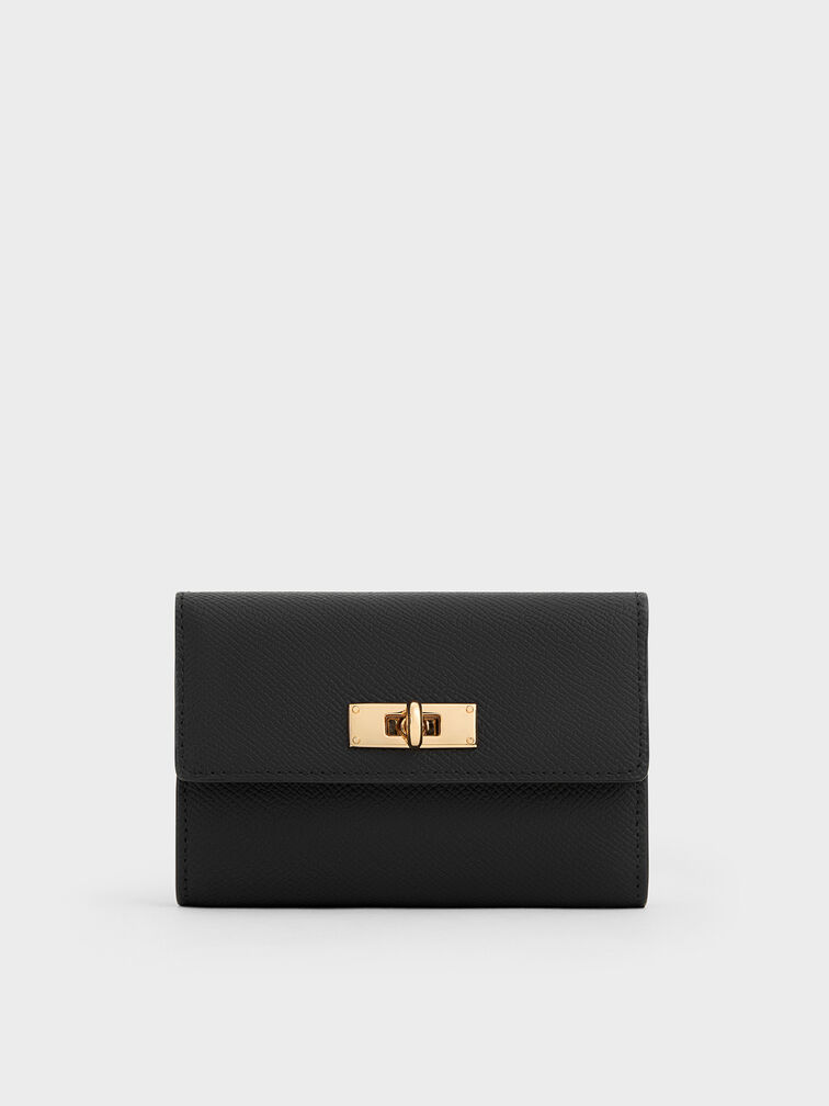 Tricha Turn-Lock Wallet, Black, hi-res