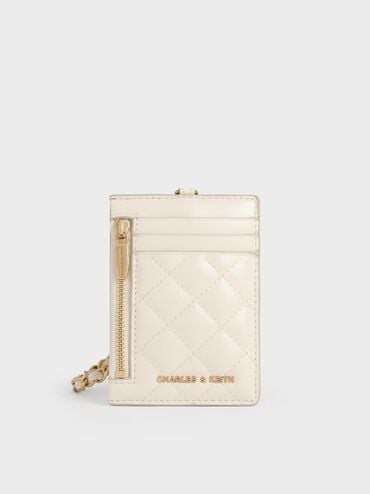 Wisteria Quilted Braided-Strap Card Holder, Cream, hi-res