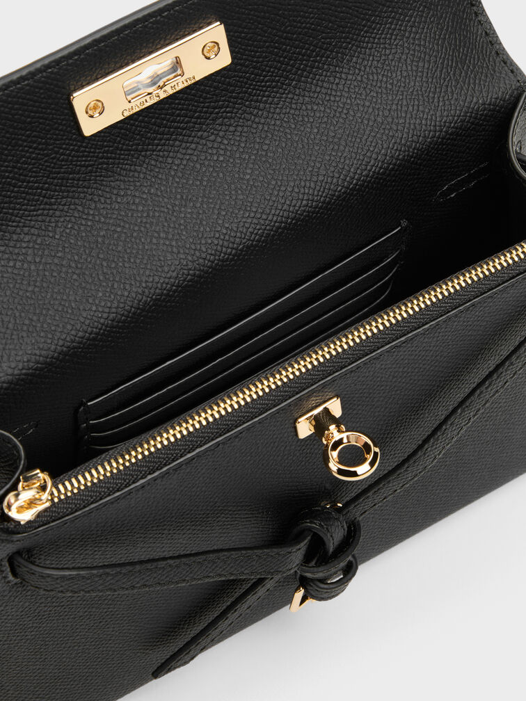 Tricha Knotted-Belt Top Handle Bag, Black, hi-res