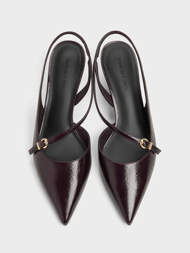 Asymmetric D'Orsay Slingback Pumps, Burgundy, hi-res