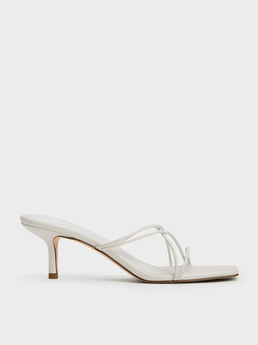 Strappy Heeled Sandals, White, hi-res