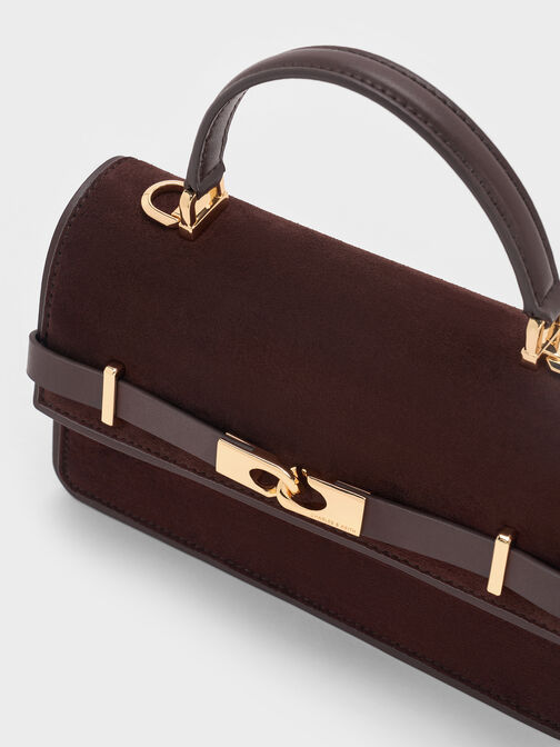 Arlet Belted Top Handle Bag, Espresso Brown, hi-res