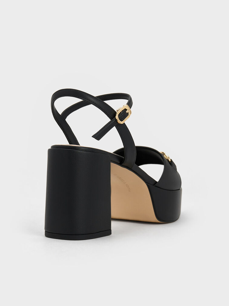 Leslie Metallic Accent Platform Slingback Sandals, Black, hi-res