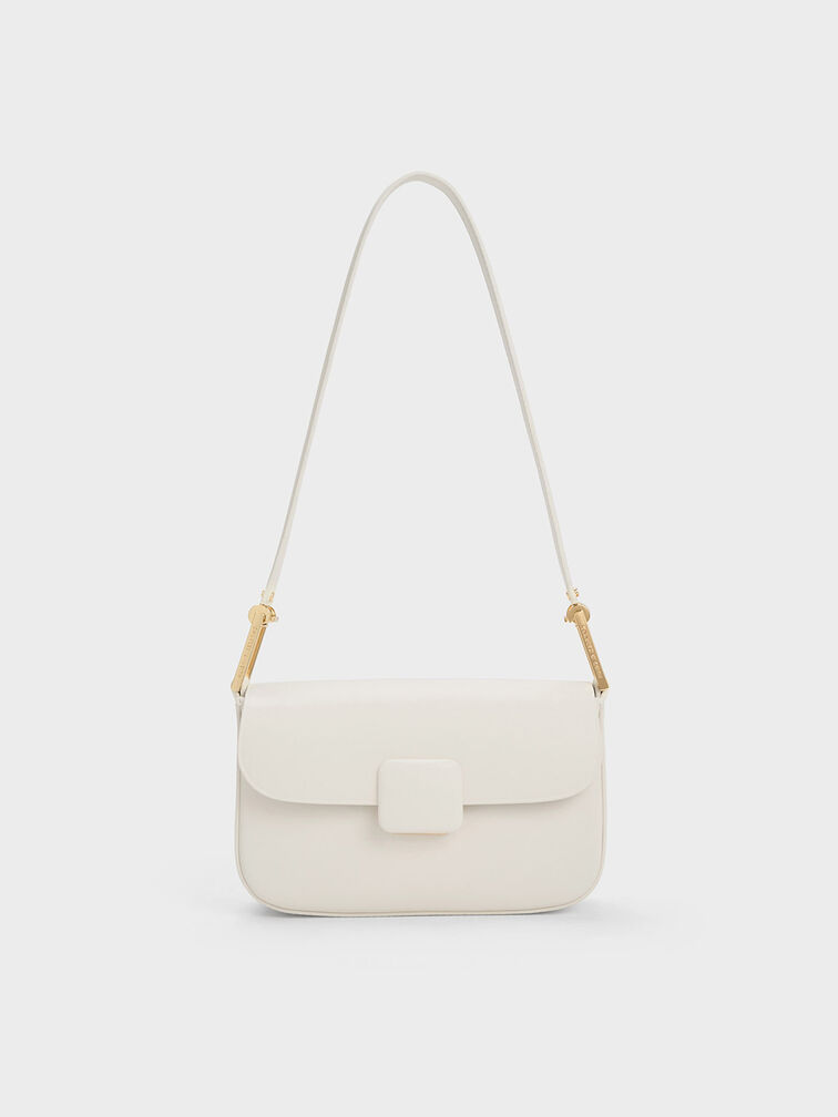 Koa Square Push-Lock Shoulder Bag, Cream, hi-res