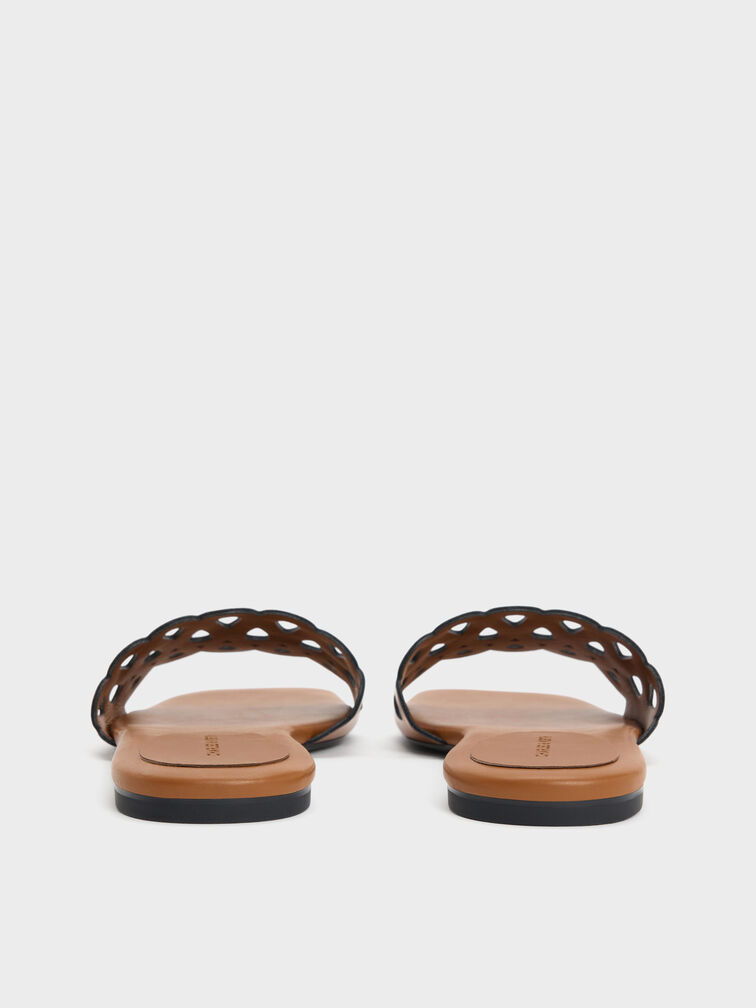 Cut-Out Slide Sandals, Cognac, hi-res