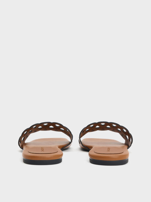 Cut-Out Slide Sandals, Cognac, hi-res