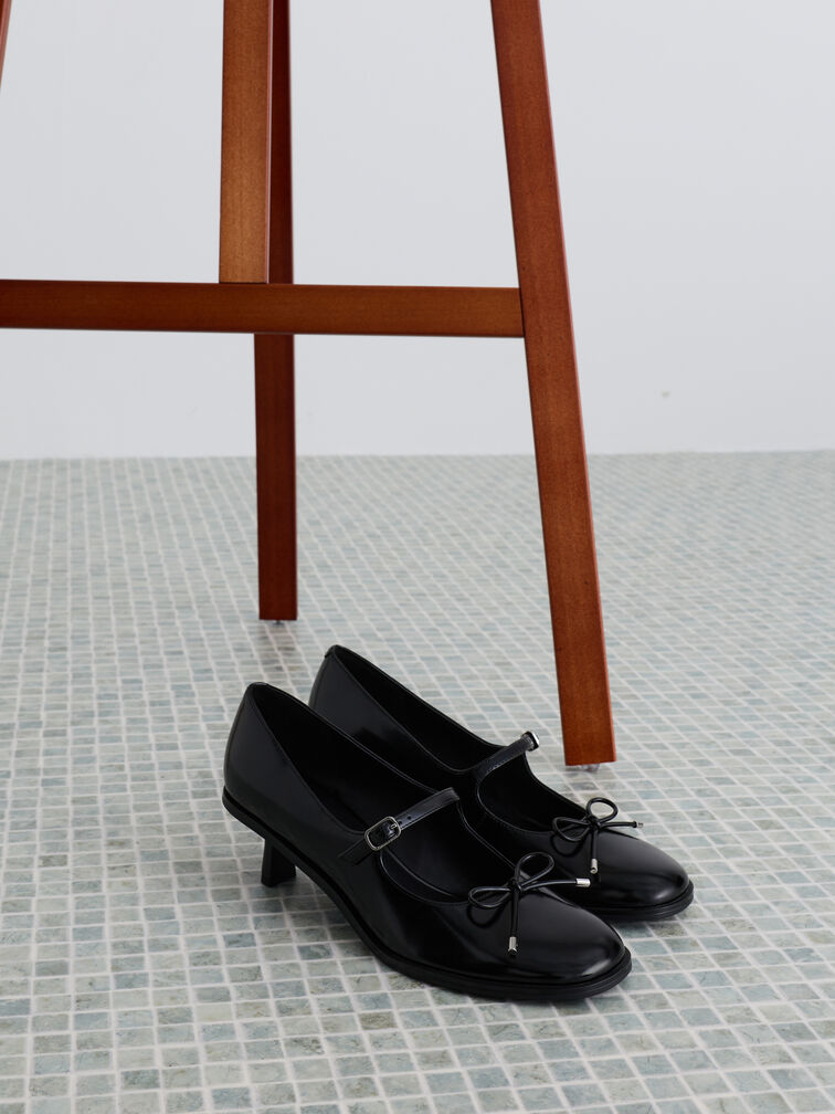 Wendy Kitten-Heel Mary Jane Pumps, Black Boxed, hi-res
