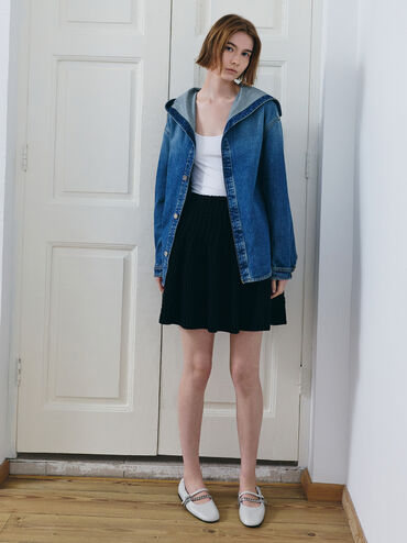 أحذية جورجي تشين ماري جين المسطحة, رمادي فاتح, hi-res