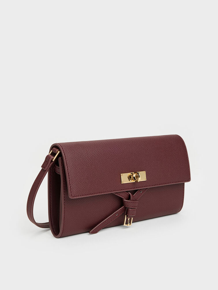 Tricha Knotted-Belt Crossbody Bag, Wineberry Red, hi-res