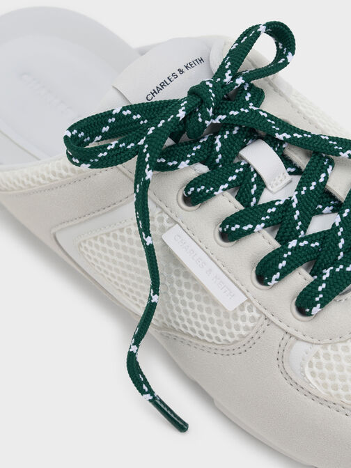 Mesh Lace-Up Sneaker Mules, White, hi-res