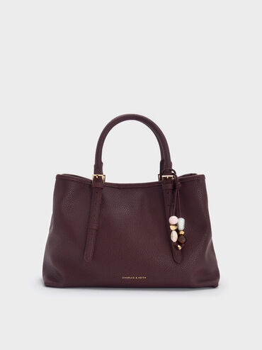 Baral Bead-Charm Tote Bag, Wineberry Red, hi-res