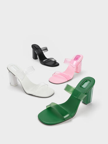 Fia Geometric Heel Mules, Black, hi-res