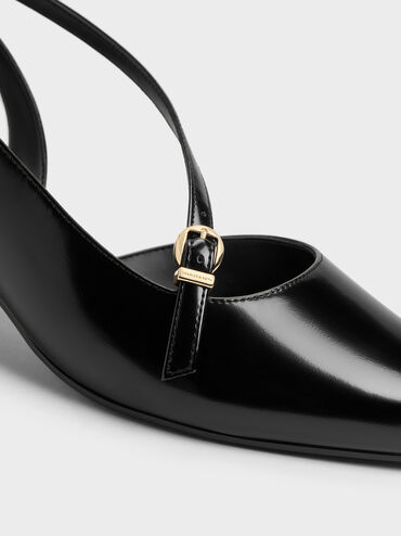 Asymmetric D'Orsay Slingback Pumps, Black Boxed, hi-res