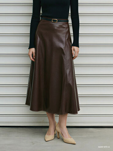 حذاء "كيرا" بكعب عالٍ ومقدمة مدببة من الشامواه الصناعي, بيج, hi-res