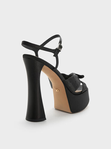 Jayce Crystal Platform Sandals, Black Textured, hi-res