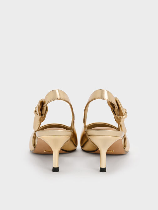 Jayce Leather Slingback Kitten Heels, Gold, hi-res