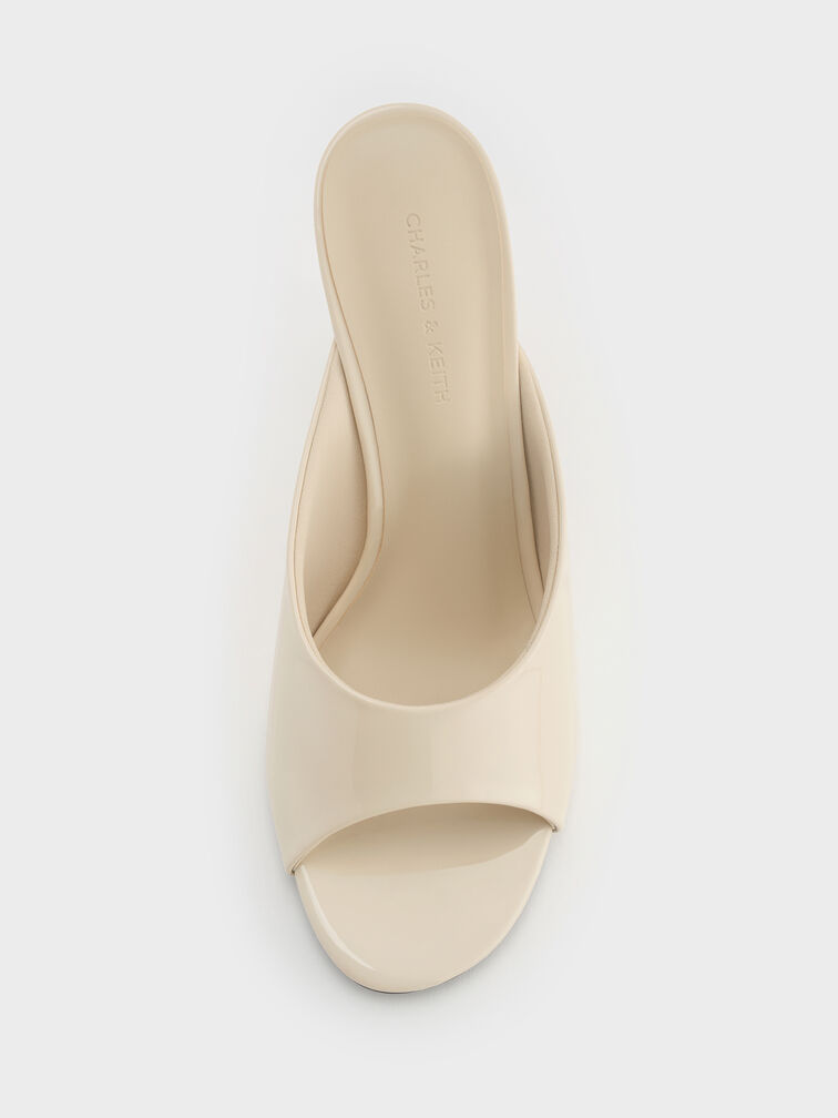 Patent Stiletto Mules, Chalk, hi-res