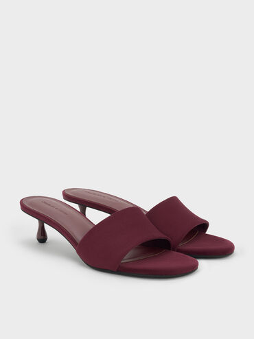 Ruthie Faux Suede Heeled Mules, Burgundy, hi-res