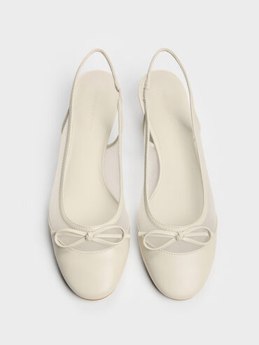 Mulligan Mesh Bow Slingback Pumps, Chalk, hi-res