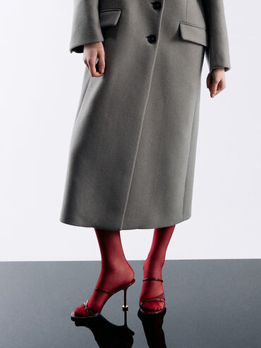 صندل مولز وين لامع بكعب منحوت ومتشابك, أحمر, hi-res