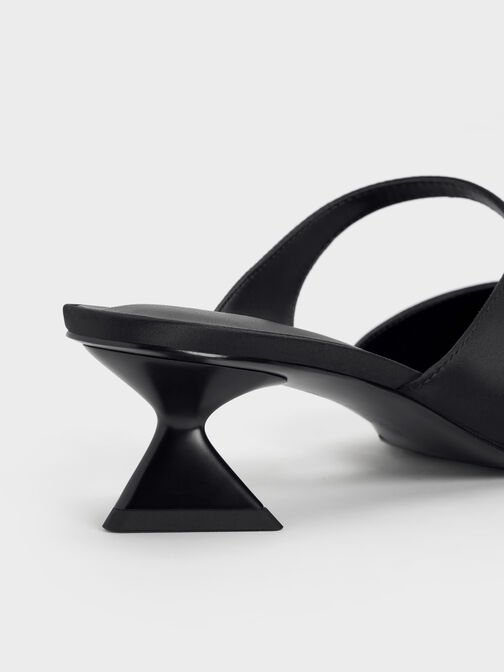 حذاء أنيق بكعب مبتكر وتصميم جانبي غير متناظر, أسود, hi-res