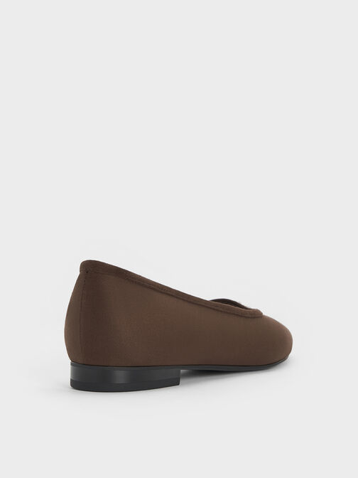 Griselda Faux Suede Ballet Flats, Dark Brown Textured, hi-res