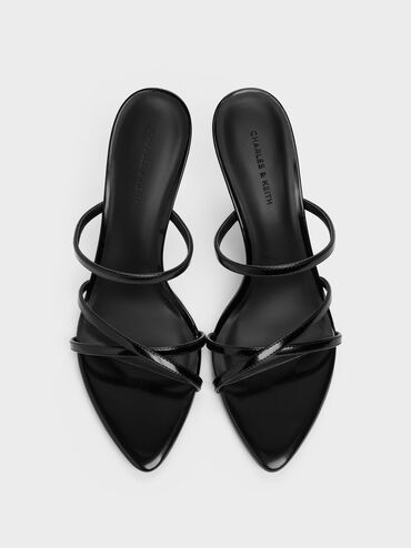 Taylen Strappy Heeled Mules, Black Boxed, hi-res