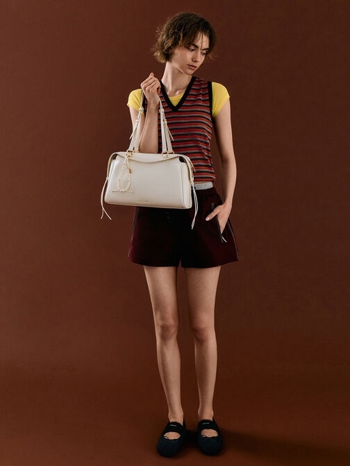 Haylen Braided-Charm Tote Bag, Cream, hi-res