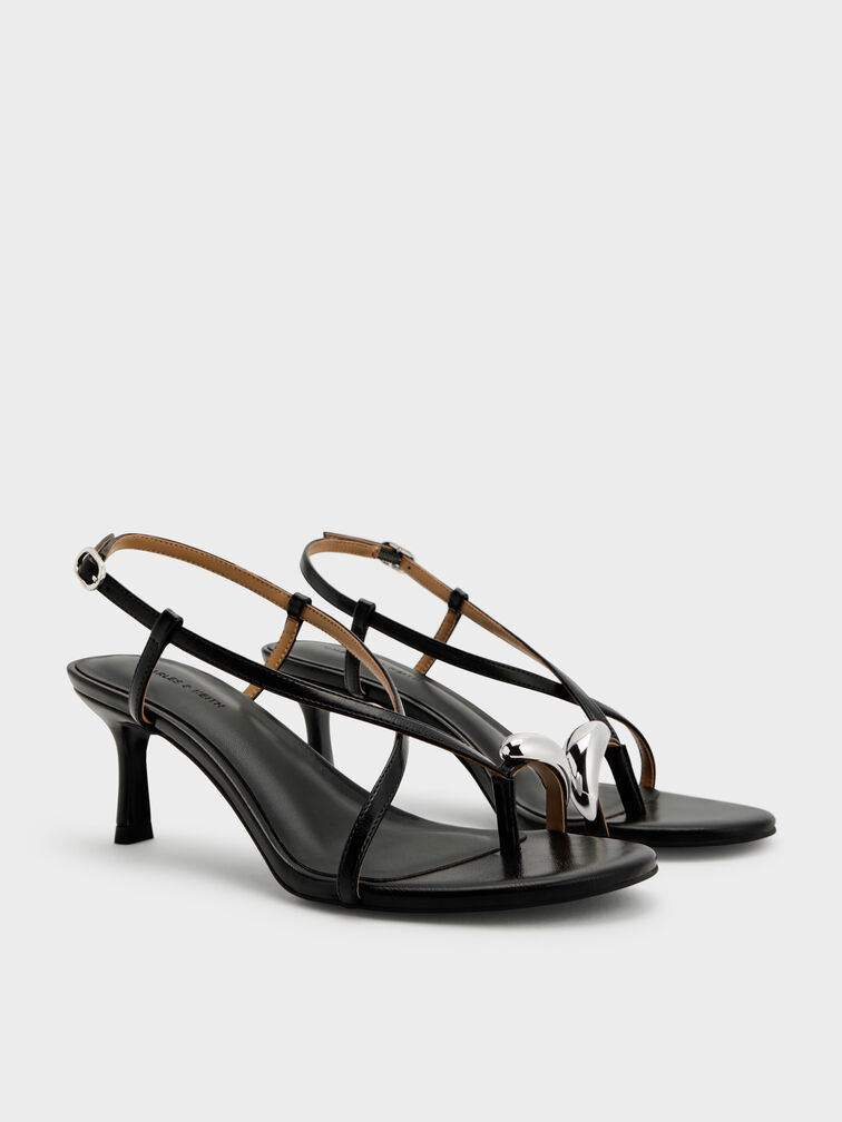 Raina Toe-Ring Heeled Sandals, Black, hi-res