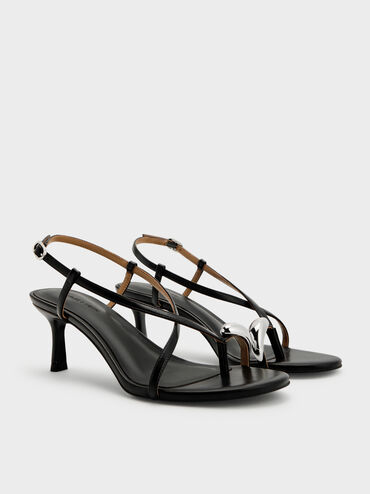 Raina Toe-Ring Heeled Sandals, Black, hi-res