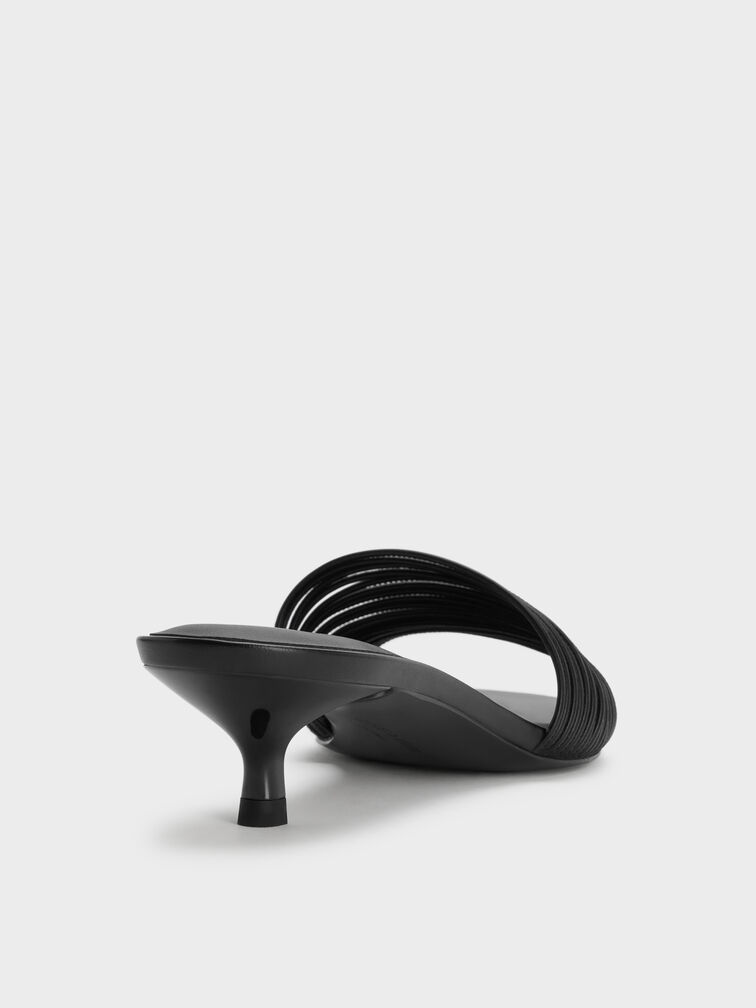 Fianna Strappy Kitten-Heel Mules, Black, hi-res