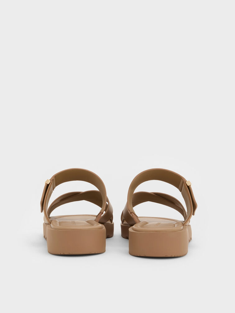 Metallic-Accent Crossover Slides, Taupe, hi-res