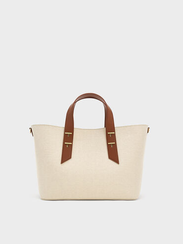 حقيبة توت قماشية شانيا, شوكولاتي, hi-res