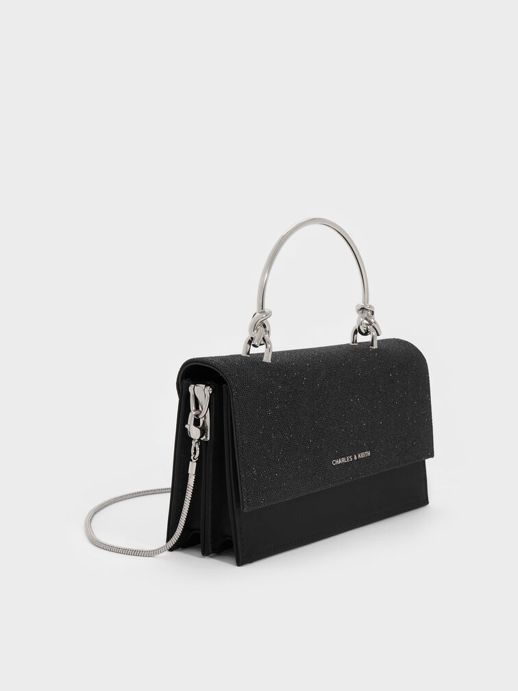 Kristine Glittered Wallet On Chain, Noir, hi-res