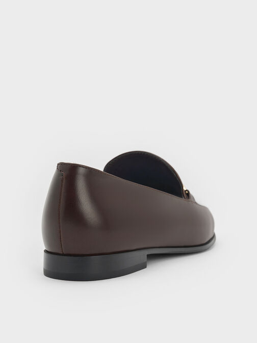 Metallic Knot-Bar Loafers, Dark Brown, hi-res